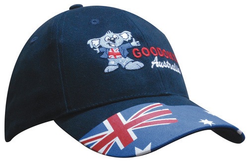 Brushed Cotton Cap Aust Waving Flag On Peak